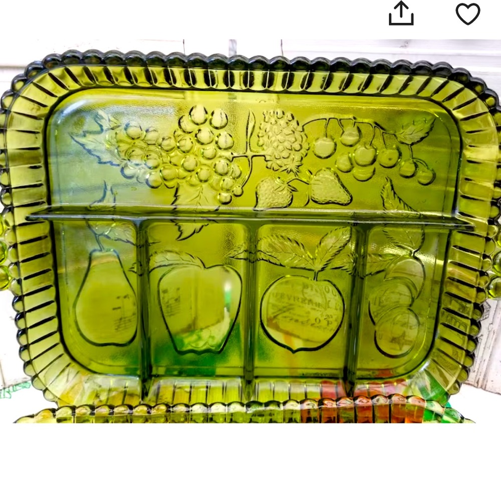 INDIANA GLASS AVOCADO GREEN TRAY